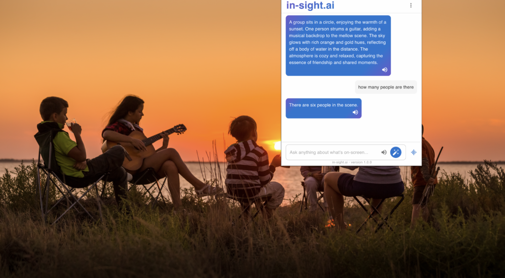 Showcase picture of IN-Sight AI, Children sitting on a beach with a guitar