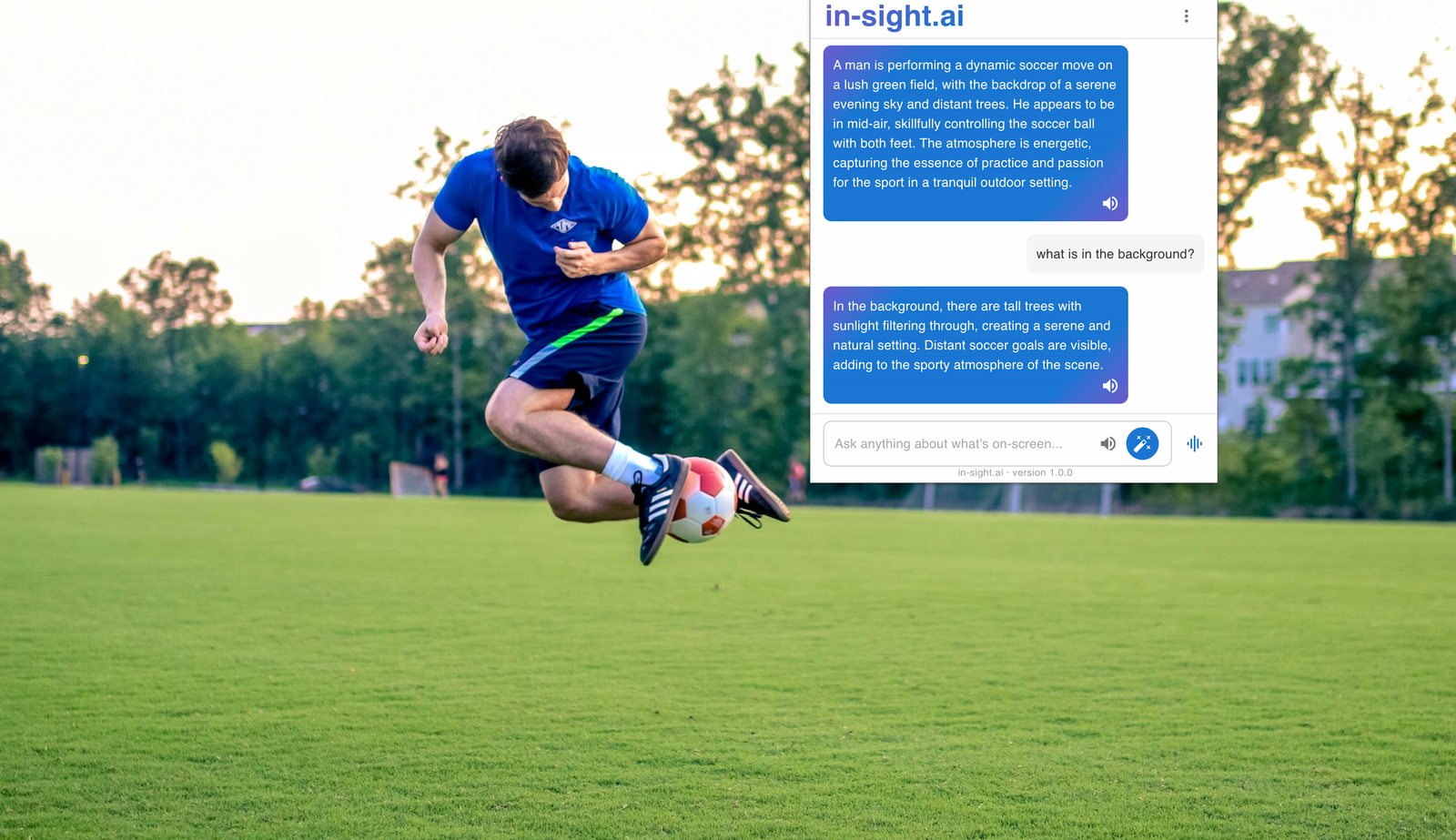 A young man playing with a football on a footbal field